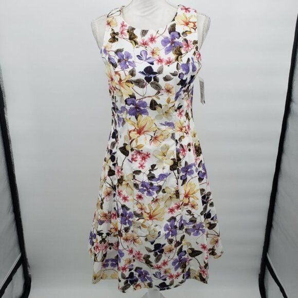 RN STUDIO Floral Sleeveless Dress Fit‎ & Flare Summer Party Size 10 NWT - Picture 3 of 14